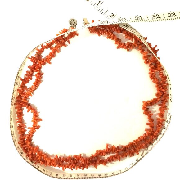 VTG Sterling Silver Branch Coral Necklace Double Strand 24" Filigree Clasp 100g - Picture 8 of 13